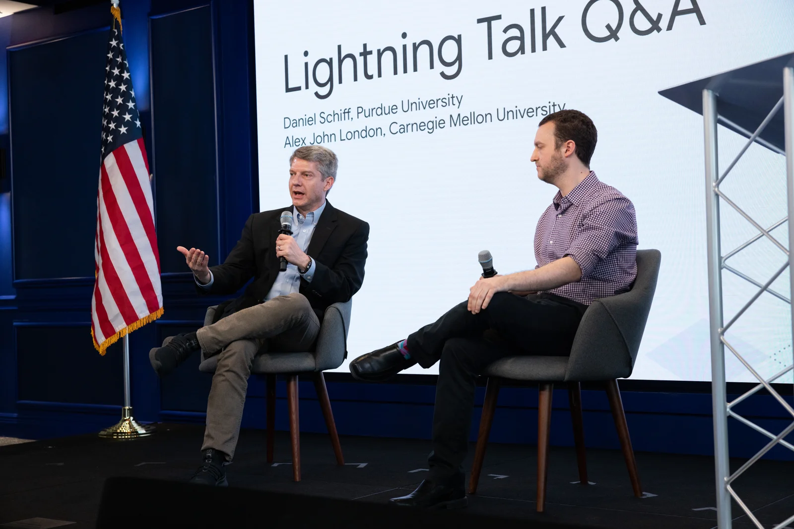 Daniel Schiff in conversation with Alex John London at the Google AI Symposium