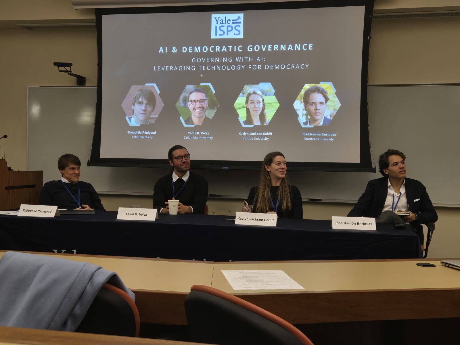 Panelists at the 2025 Yale AI and Democratic Governance event